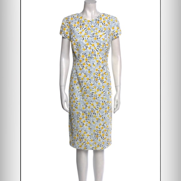 Carolina Herrera Yellow //White DAISY Floral Midi Dress sz 6 - Picture 6 of 14